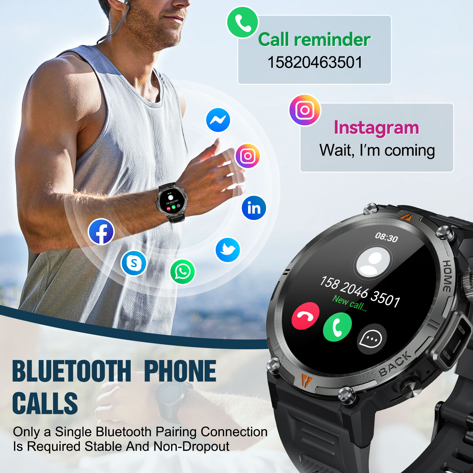 EIGIIS KE3 Bluetooth llamada r - Smartwatch Face reseña y precio